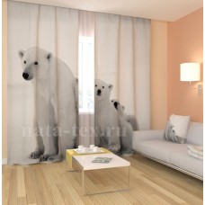 Фотошторы с эффектом объемного рисунка 3D Белая медведица 155*270см